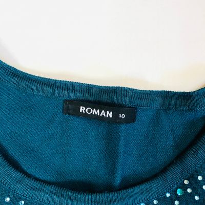 Roman Emerald Green Ladies Diamante Studded Jumper - Size 10 - Sparkle Knit 6