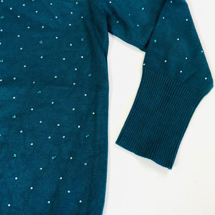 Roman Emerald Green Ladies Diamante Studded Jumper - Size 10 - Sparkle Knit 7
