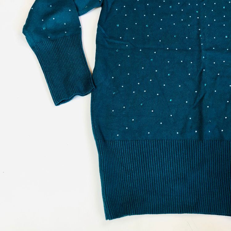 Roman Emerald Green Ladies Diamante Studded Jumper - Size 10 - Sparkle Knit 16