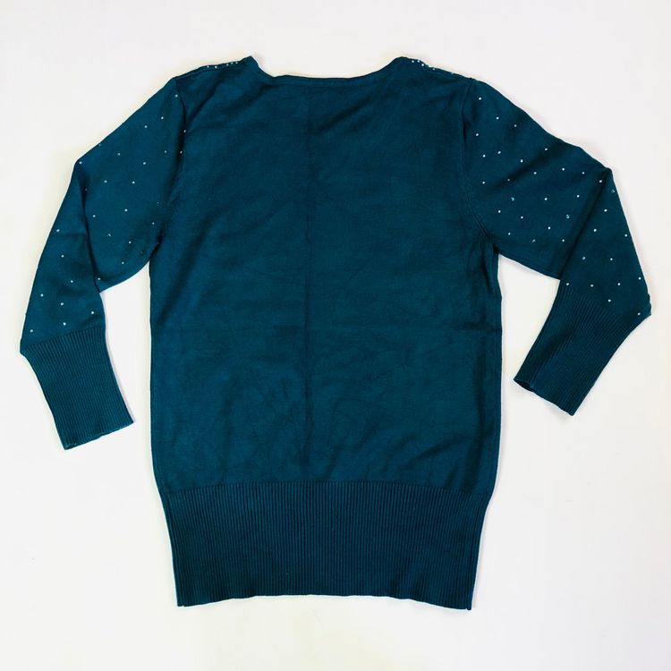 Roman Emerald Green Ladies Diamante Studded Jumper - Size 10 - Sparkle Knit 18