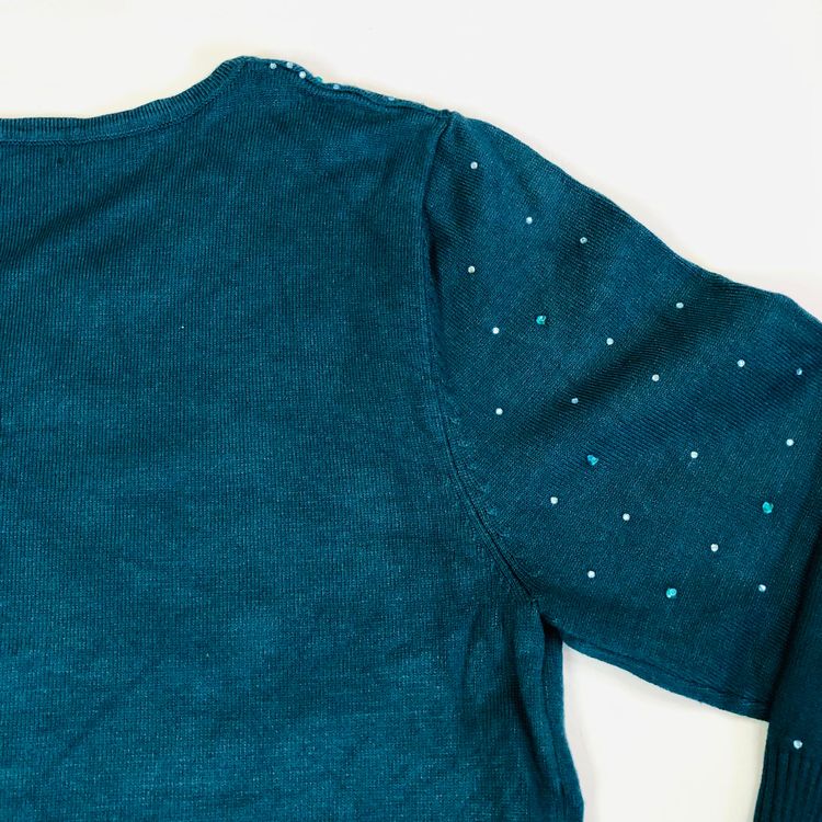 Roman Emerald Green Ladies Diamante Studded Jumper - Size 10 - Sparkle Knit 3