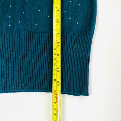 Roman Emerald Green Ladies Diamante Studded Jumper - Size 10 - Sparkle Knit 17