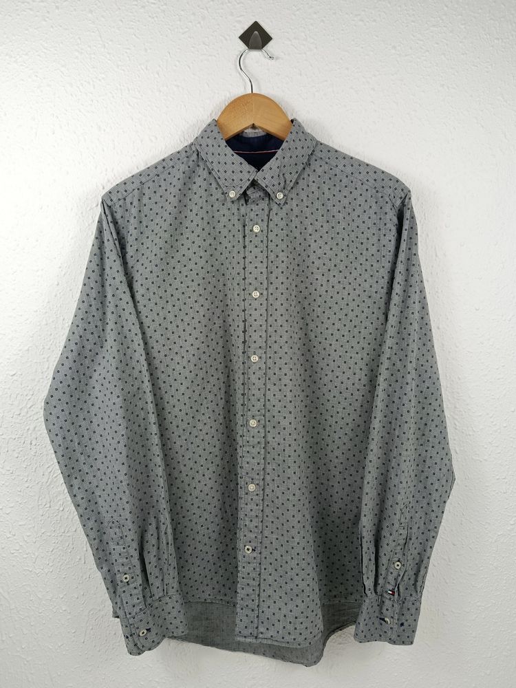Tommy Hilfiger Grey Patterned Long Sleeve Button-Up Shirt image 1