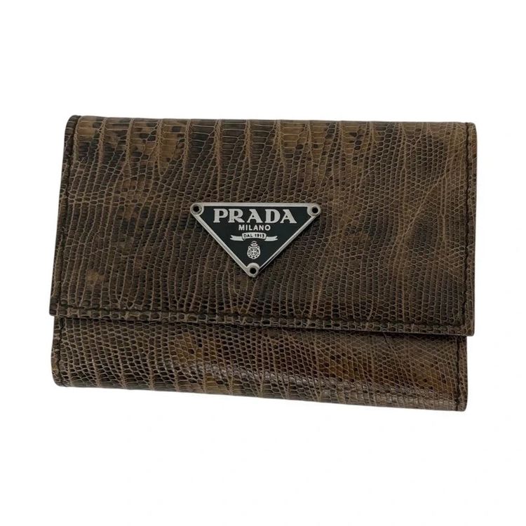 Prada Lizard Skin Leather Key Holder Wallet Purse obraz 1