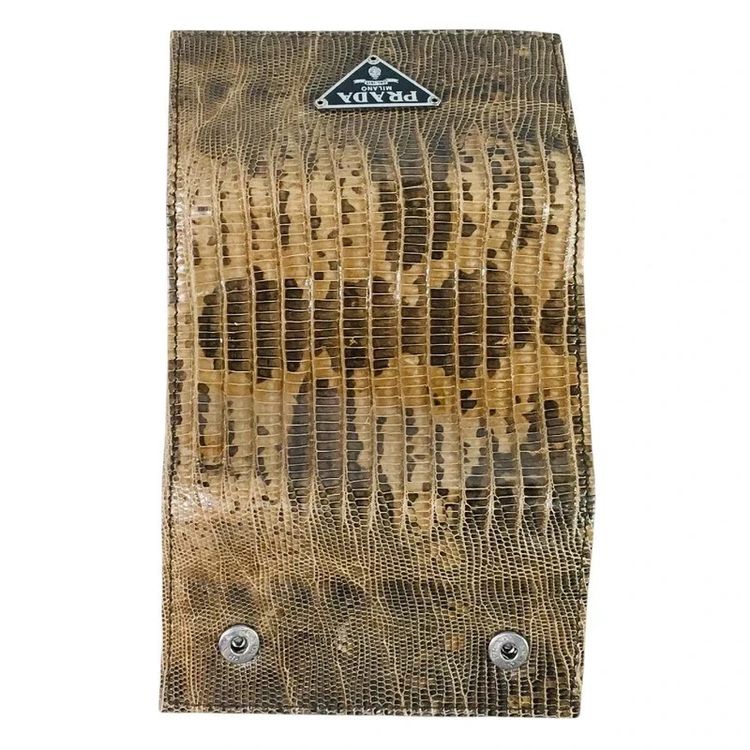 Prada Lizard Skin Leather Key Holder Wallet Purse obraz 3