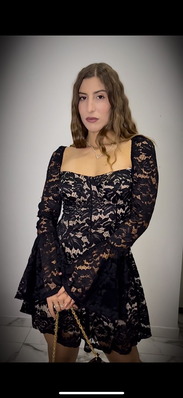 Other black lace long sleeve dress product image