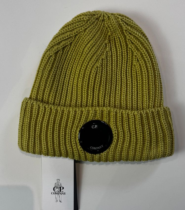 C.P. Company Knitted Lens Beanie Hat - Lime Green