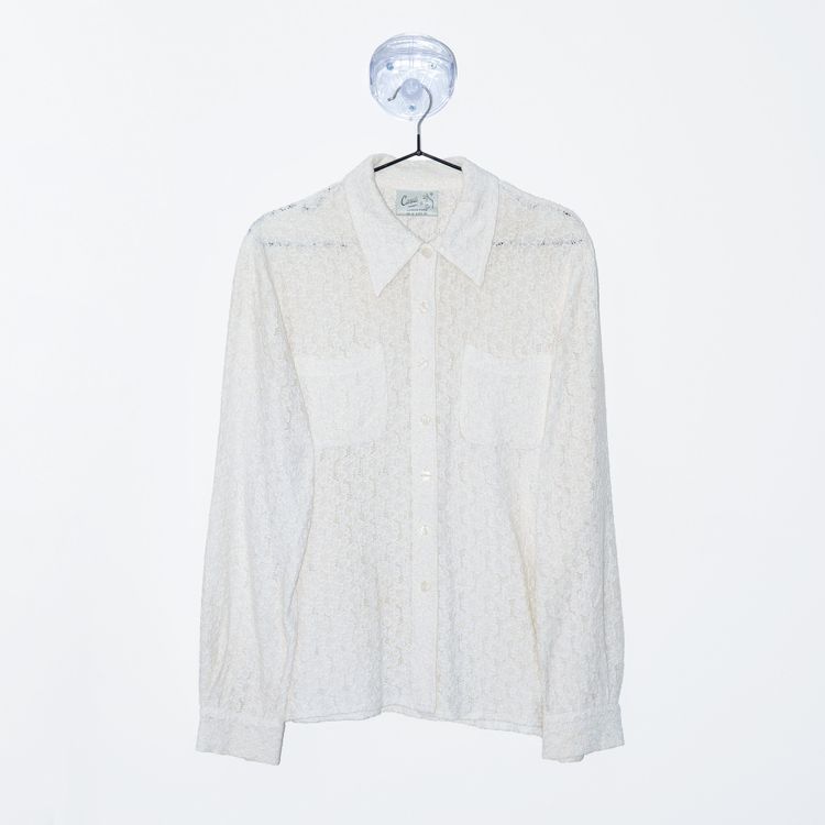 Vintage Casali Lace Long Sleeve Shirt Cream Size Medium