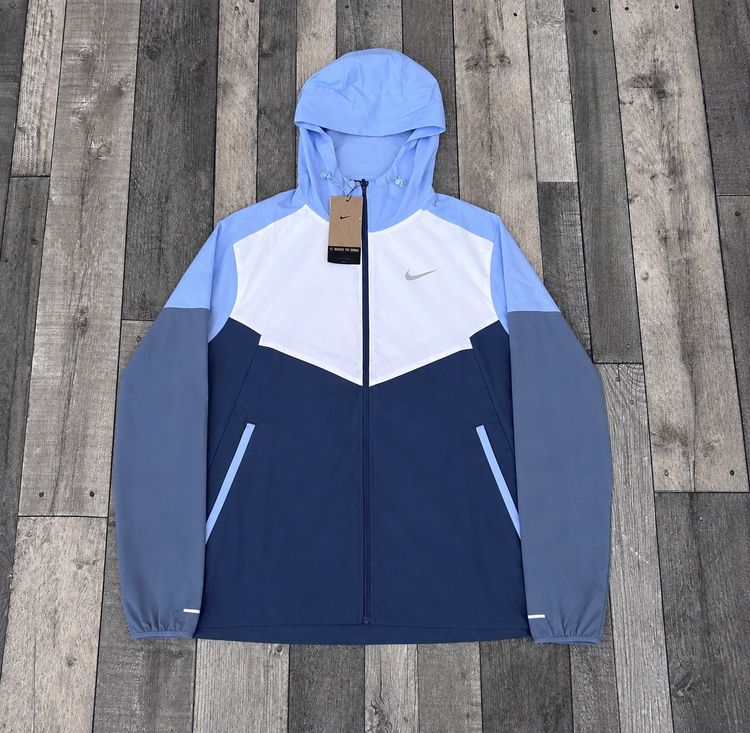 Nike Dri-Fit UV Repel Impossibly Light Hooded Windbreaker - ‘Colour Block White Blue’ - Size Medium  image 1