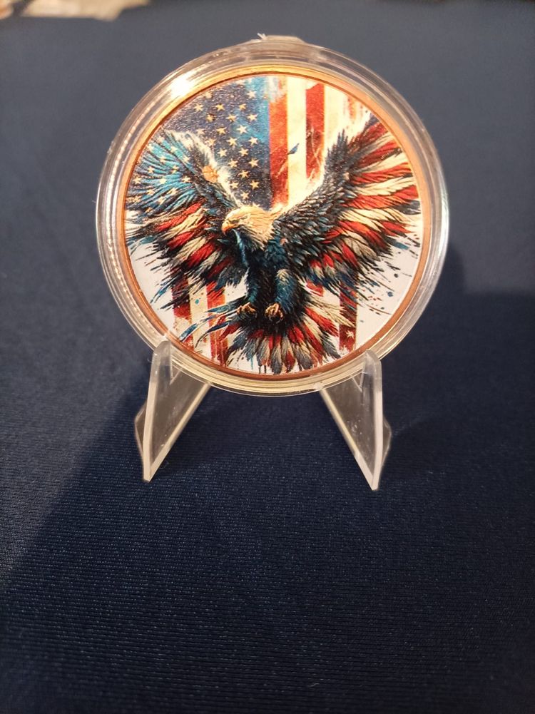 1 oz Copper  Coin With Eagle And American Flag Design