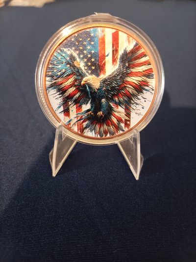1 oz Copper Coin With Eagle And American Flag Design