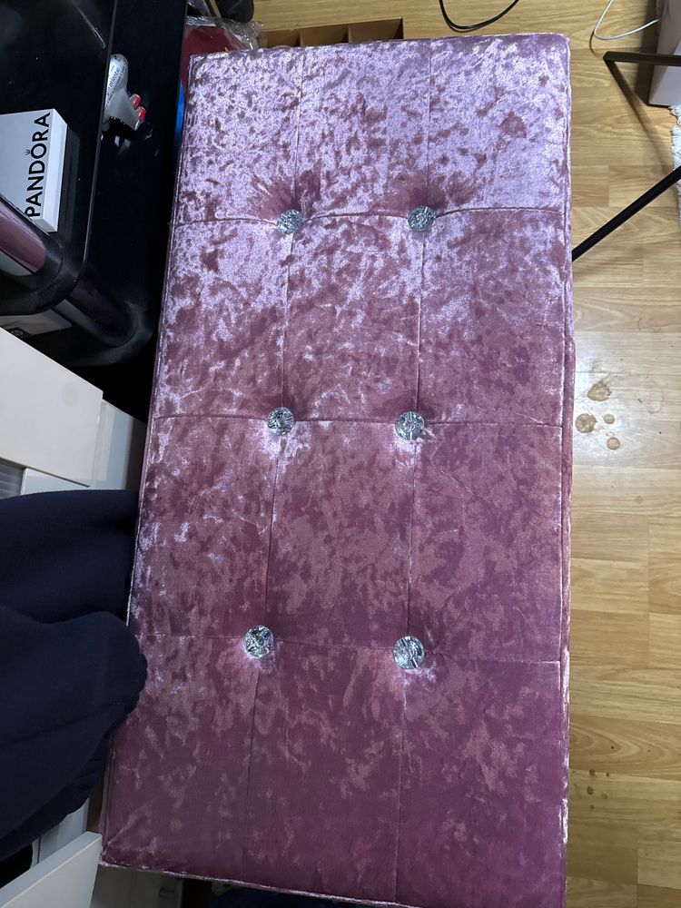 Pink Velvet Ottoman Bench