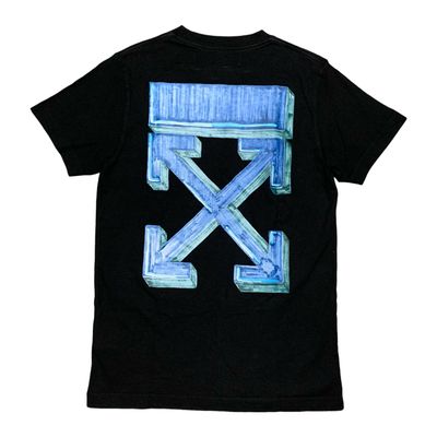 Off White Small Marker Arrows Black Tee Virgil Abloh Blue Graphic