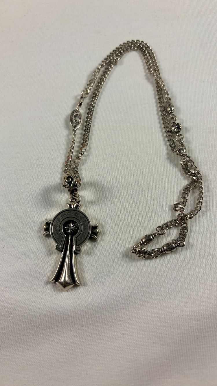 Gothic Shield Cross Engraved Pendant Necklace