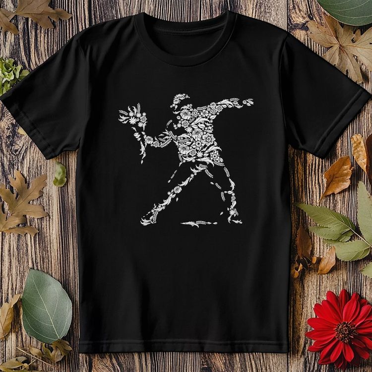 Banksey Flower Thrower T-shirt image 1
