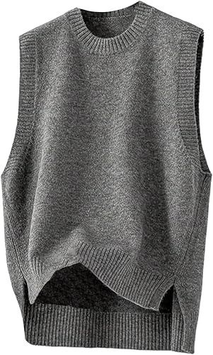 Grey Knitted Sleeveless Sweater Vest image 1