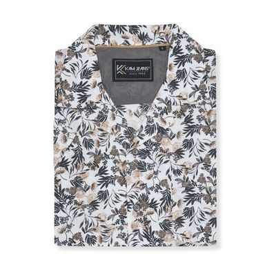 KAM Short Sleeve Floral Hawaiin Shirt For Men in White, 2XL-8XL 3