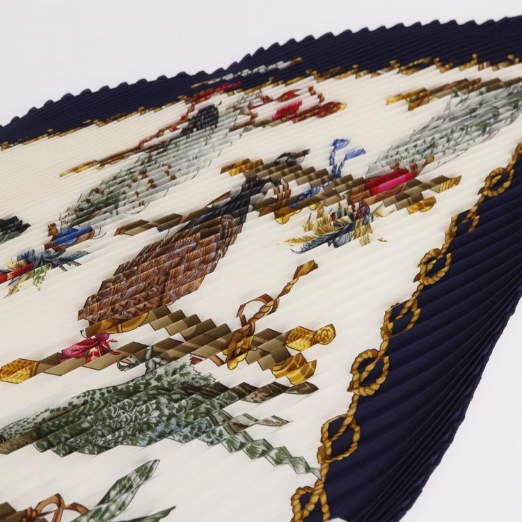 HERMES Pleated Carre 90 Scarf Silk Navy Auth 206158 - Jerrillo image 6