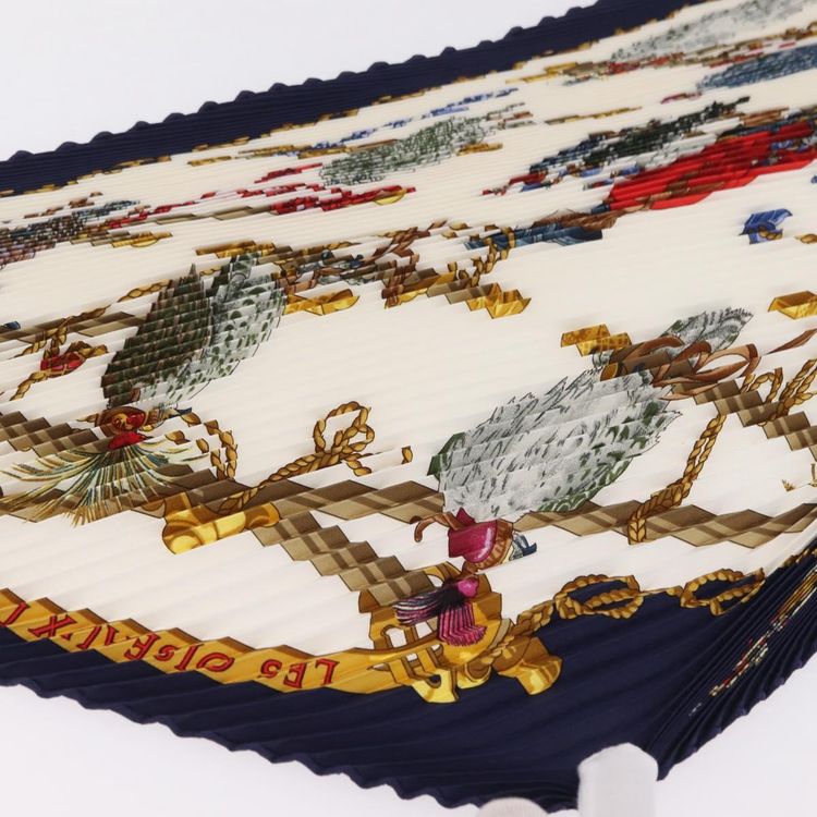 HERMES Pleated Carre 90 Scarf Silk Navy Auth 206158 - Jerrillo image 4
