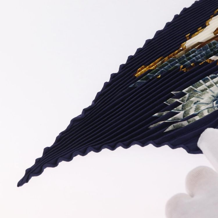 HERMES Pleated Carre 90 Scarf Silk Navy Auth 206158 - Jerrillo image 2