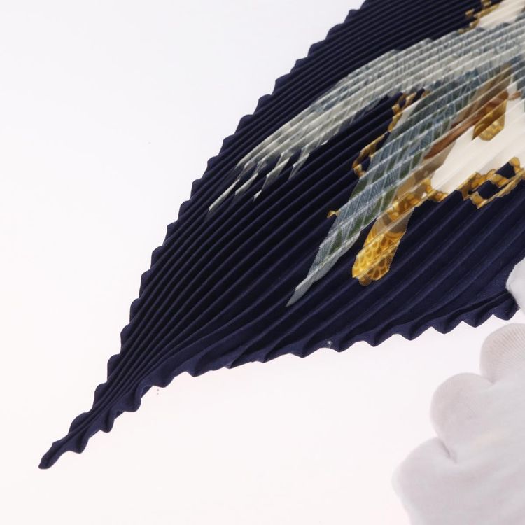 HERMES Pleated Carre 90 Scarf Silk Navy Auth 206158 - Jerrillo image 8