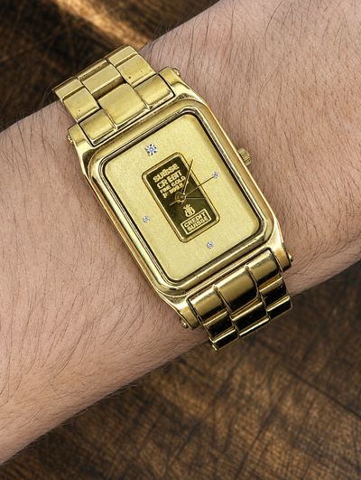 Vintage Gold Tone Playing Cards Quartz Watch | Rectangular Dress Watch | Bracelet Strap 2