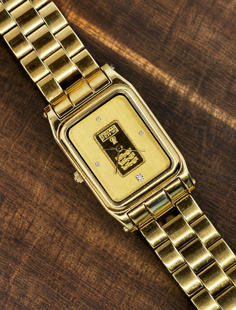 Vintage Gold Tone Playing Cards Quartz Watch | Rectangular Dress Watch | Bracelet Strap
