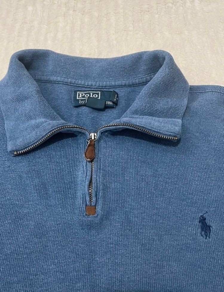 Polo By Ralph Lauren Blue Quarter-Zip Sweater image 3