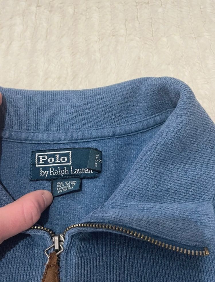 Polo By Ralph Lauren Blue Quarter-Zip Sweater image 4