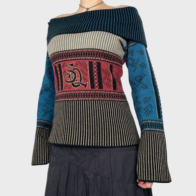 Save The Queen Off The Shoulder Graphic Jumper - M/L