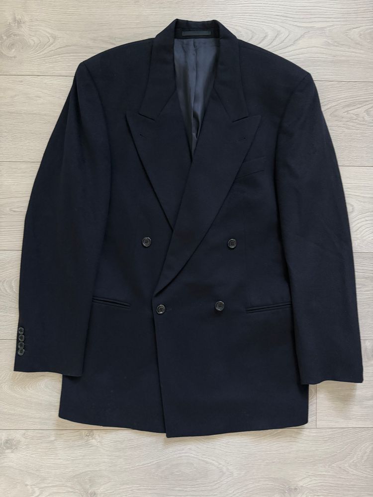 Hugo Boss 1990s Loro Piana Wool Cashmere Double Breasted Sport Jacket Blazer Navy Blue - Size L imagen 9