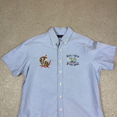 Ralph Lauren Shirt Short Sleeve Large Hawaii Embroidered Logo Relaxed Fit