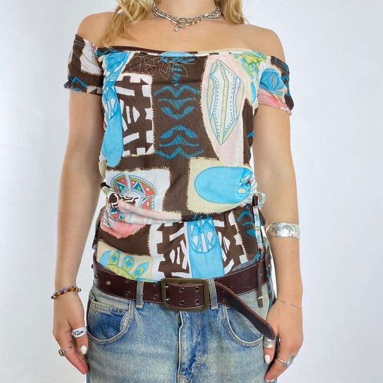 Multicolor Patchwork Print Top 3
