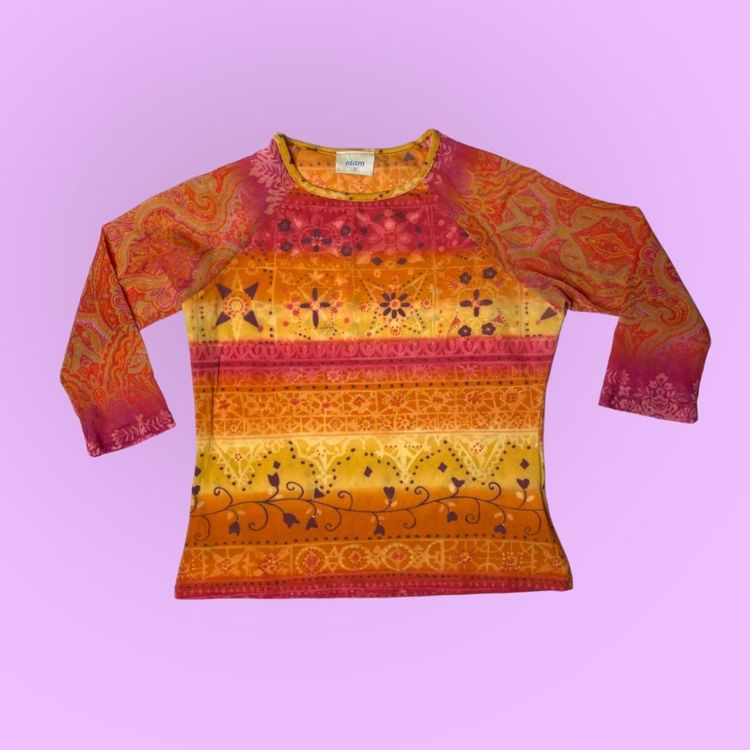 90s 00s Etam micro mesh top with 3/4 sleeves