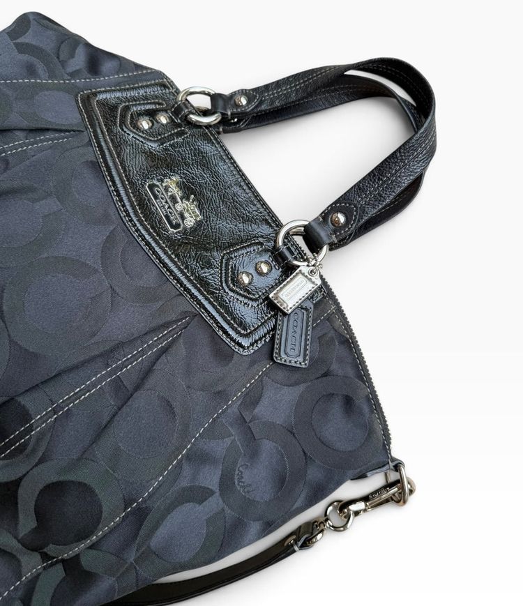Coach Madison Op Art Claire Bag Black Signature Sateen 14335 image 12