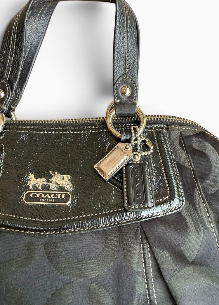 Coach Madison Op Art Claire Bag Black Signature Sateen 14335 image 8