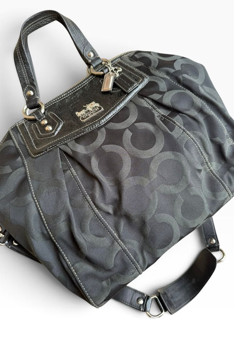 Coach Madison Op Art Claire Bag Black Signature Sateen 14335 image 10