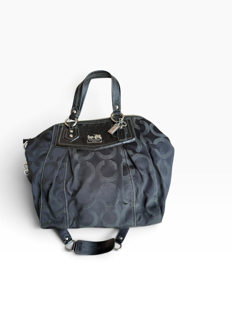 Coach Madison Op Art Claire Bag Black Signature Sateen 14335 image 6