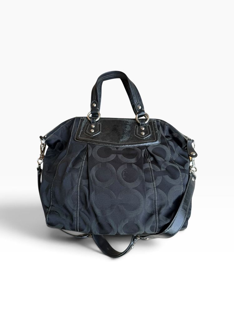 Coach Madison Op Art Claire Bag Black Signature Sateen 14335 image 16