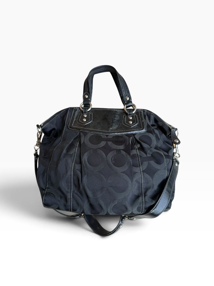 Coach Madison Op Art Claire Bag Black Signature Sateen 14335 image 5