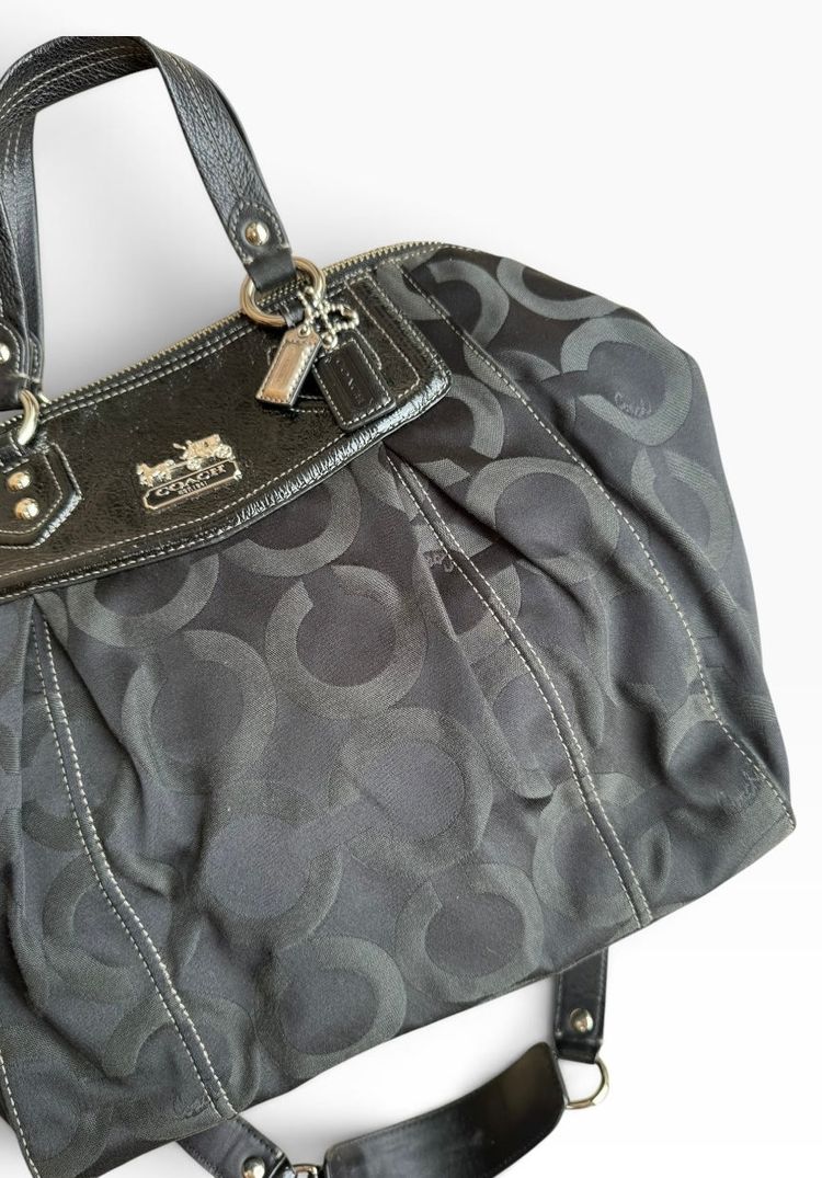 Coach Madison Op Art Claire Bag Black Signature Sateen 14335 image 9