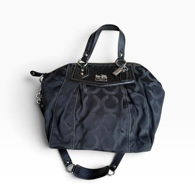 Coach Madison Op Art Claire Bag Black Signature Sateen 14335