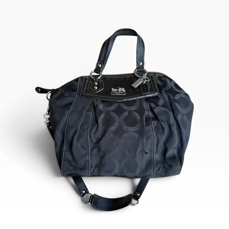 Coach Madison Op Art Claire Bag Black Signature Sateen 14335 image 15