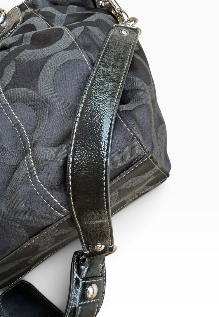 Coach Madison Op Art Claire Bag Black Signature Sateen 14335 image 2
