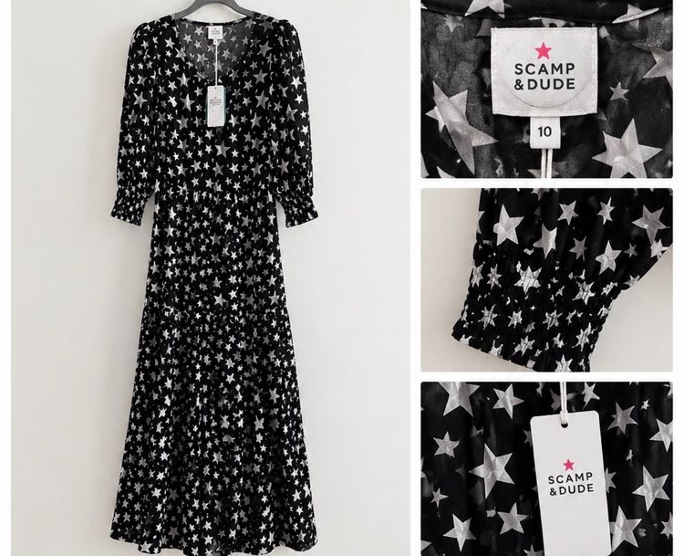 Scamp & Dude Black Star Print Dress Size 10 image 1