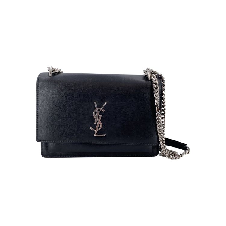 Saint Laurent Black Leather Sunset YSL Medium Shoulder Bag image 1
