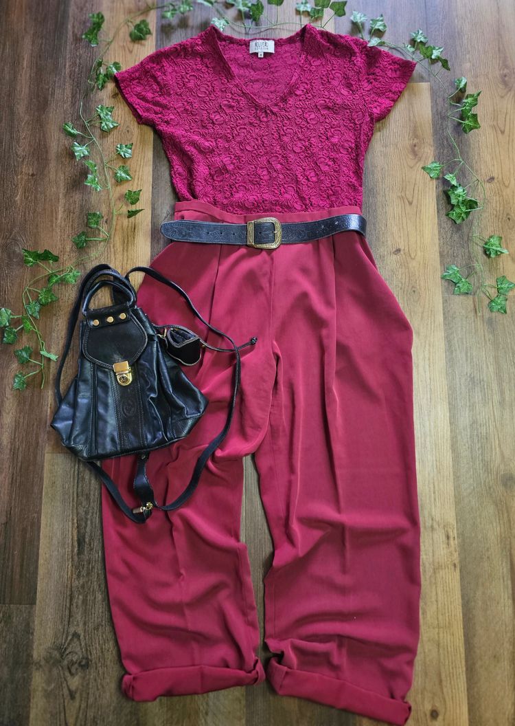 Jacques Vert 90s Burgundy Pleated Trousers product image