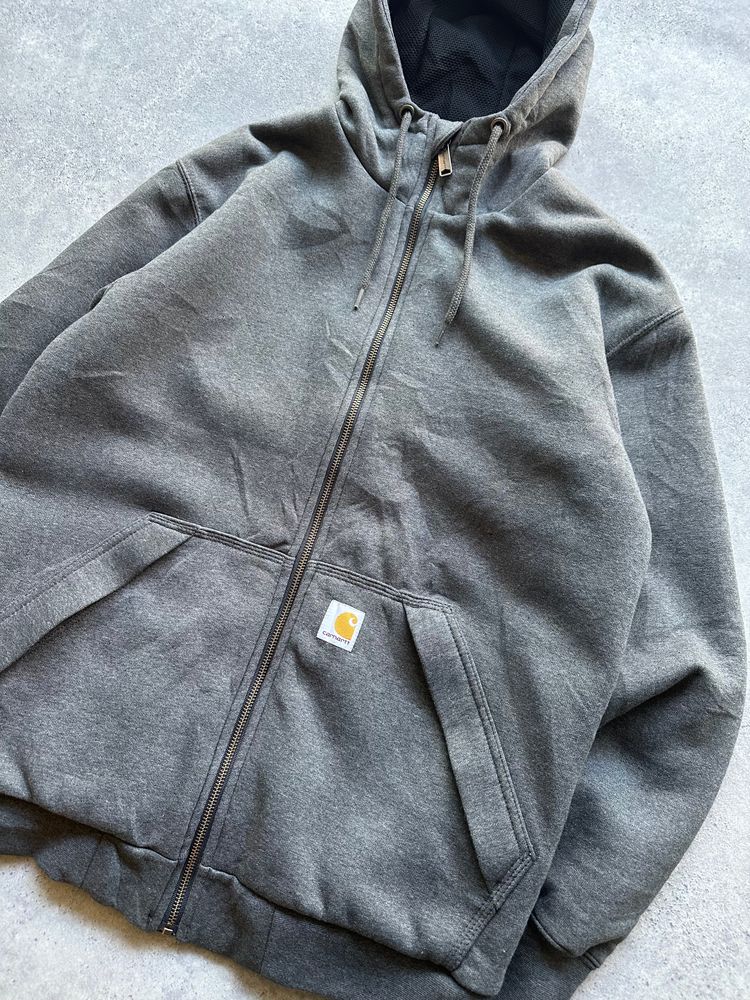Carhartt Grey Zip-Up Hoodie (S/M) image 2