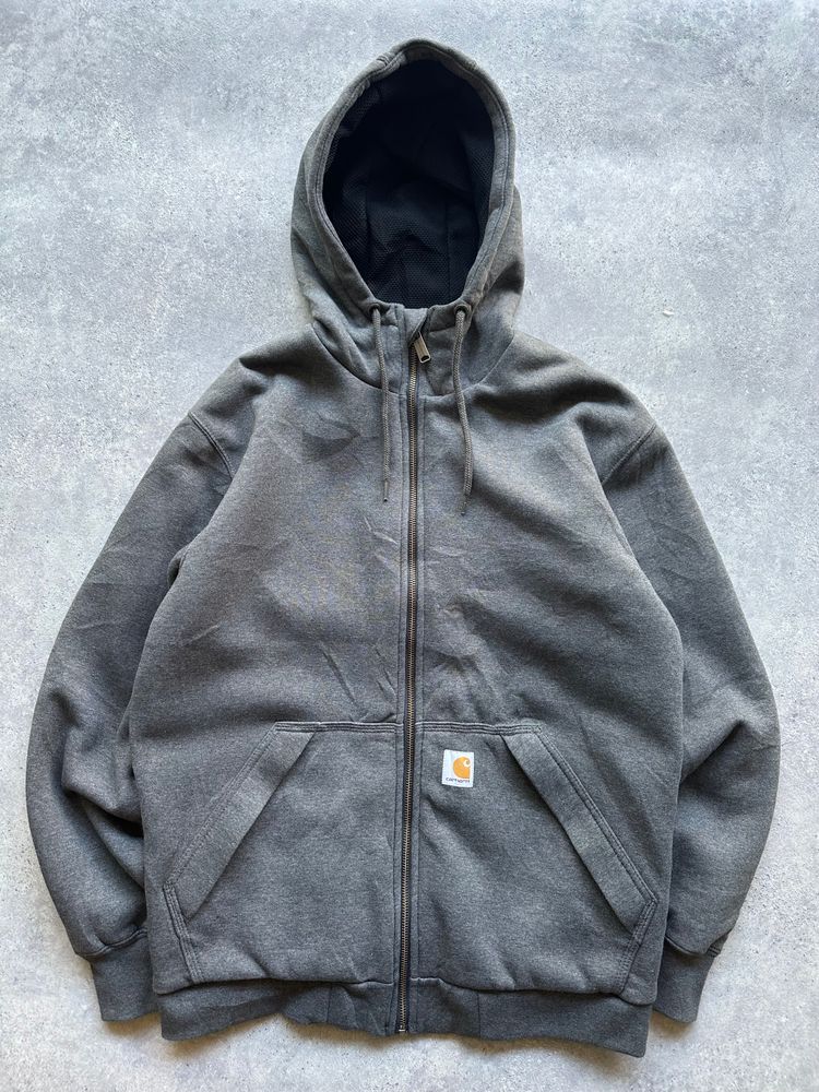 Carhartt Grey Zip-Up Hoodie (S/M)