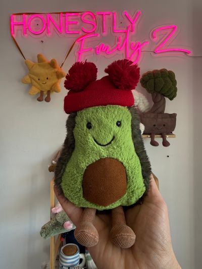 Avocado jellycat With Red Pom-Pom Hat (small hole in hat) (£25)
